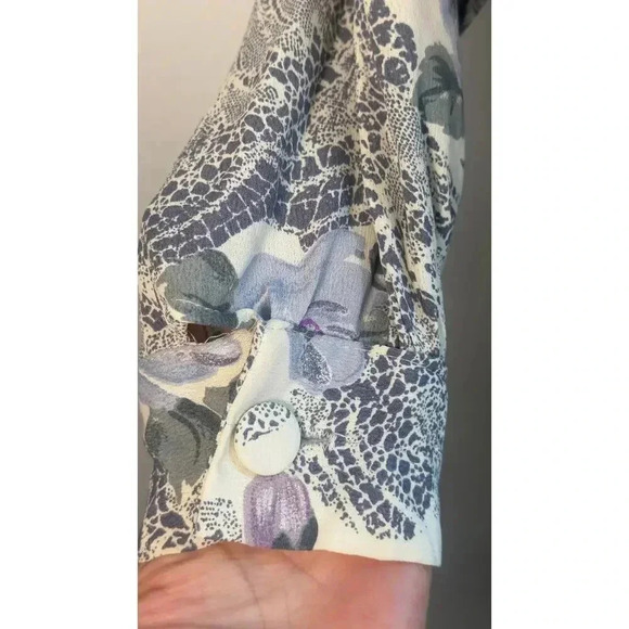 VTG 80s Floral Button Up Midi Dress Purple Rose Pattern Cottagecore style - Picture 3 of 8